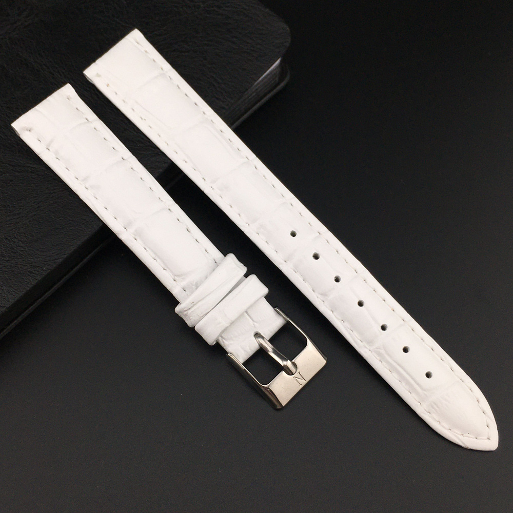 Ремешок для часов кожаный 16 мм белый, под рептилию, Nagata Leather, 1 шт  #1