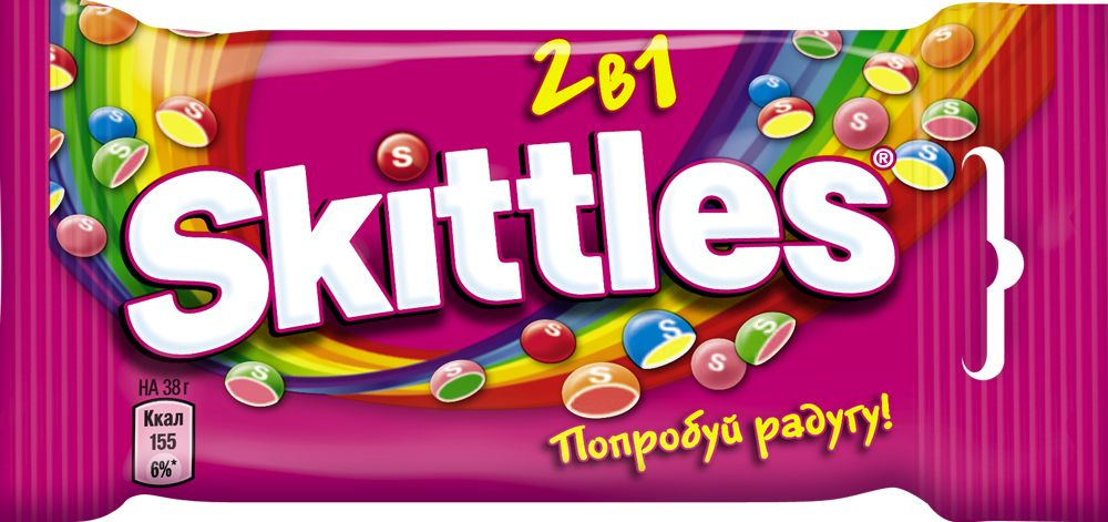 Конфеты Skittles 2в1 жевательные, 38 г #1