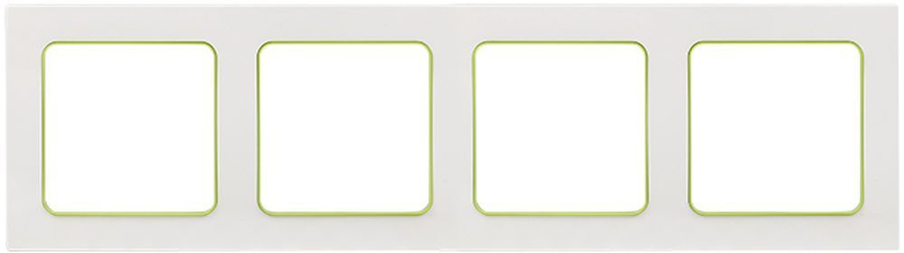 Рамка EKF Стокгольм 4-местная белая с линией цвета зеленый  #1