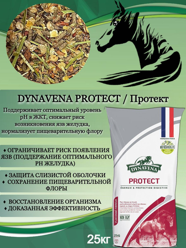 Корм мюсли для лошадей Dynavena(Динавена)Protect, лечебно-профилактический корм в виде хлопьев для защиты #1