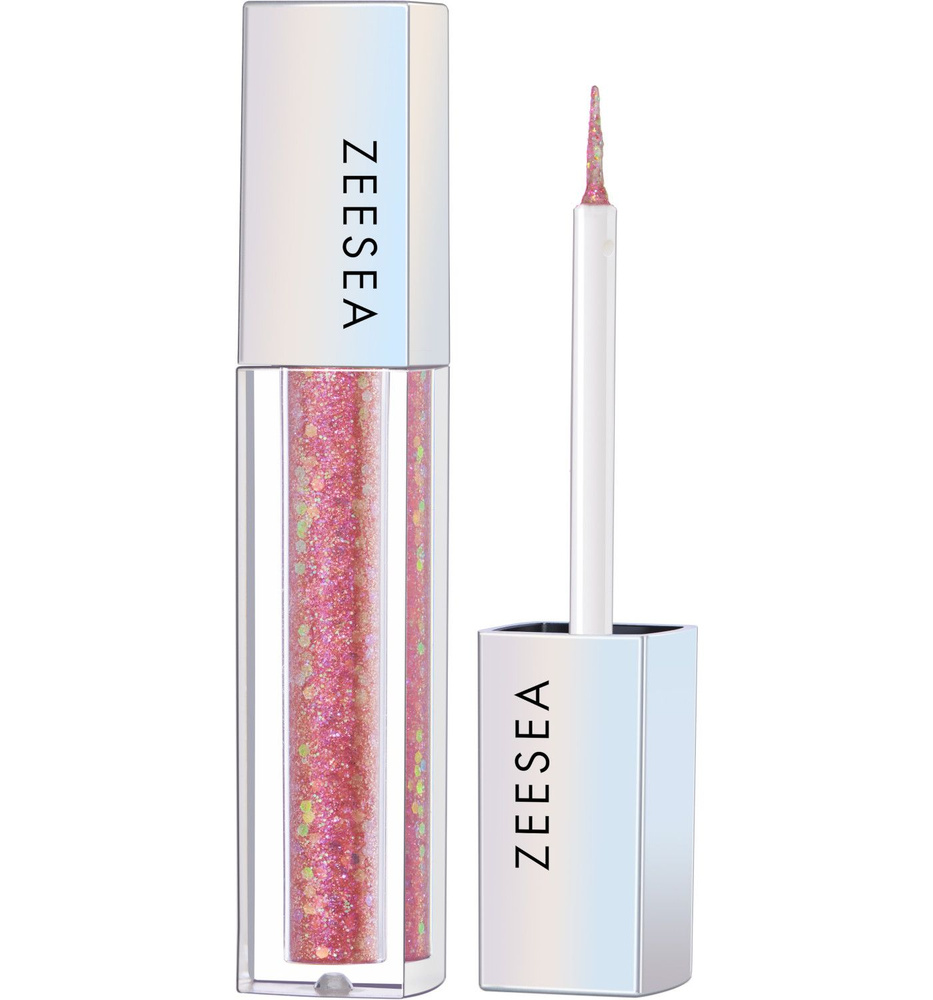 ZEESEA Жидкие тени для век с блестками Тон 12 Светло-бежевый Glitter Liquid eye shadow 2.8 г  #1