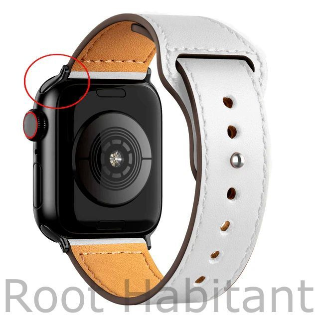 Кожаный ремешок для Apple Watch 3 4 5 6 7 8 9 SE Ultra, в корпусах 42, 44, 45, 49. Белый / White BF (Черная #1