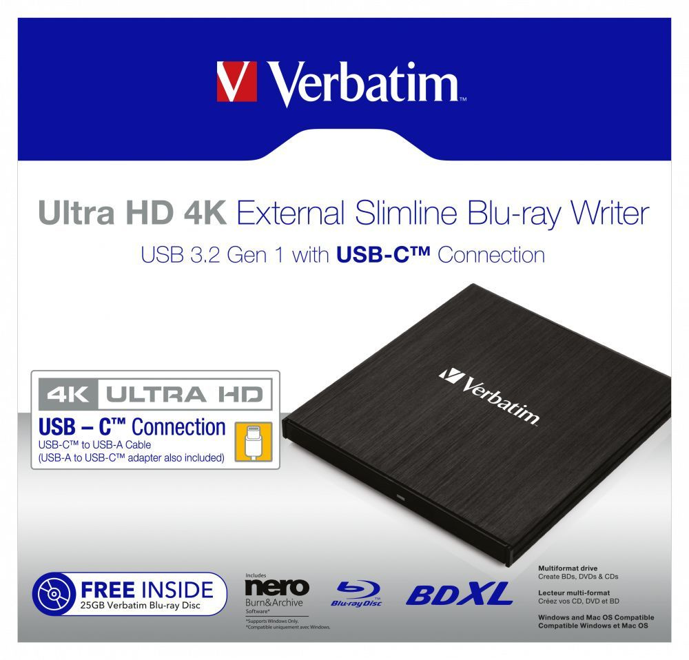 Пишущий привод VERBATIM V ULTRA HD 4K BLU-RAY WRITER USB-C #1