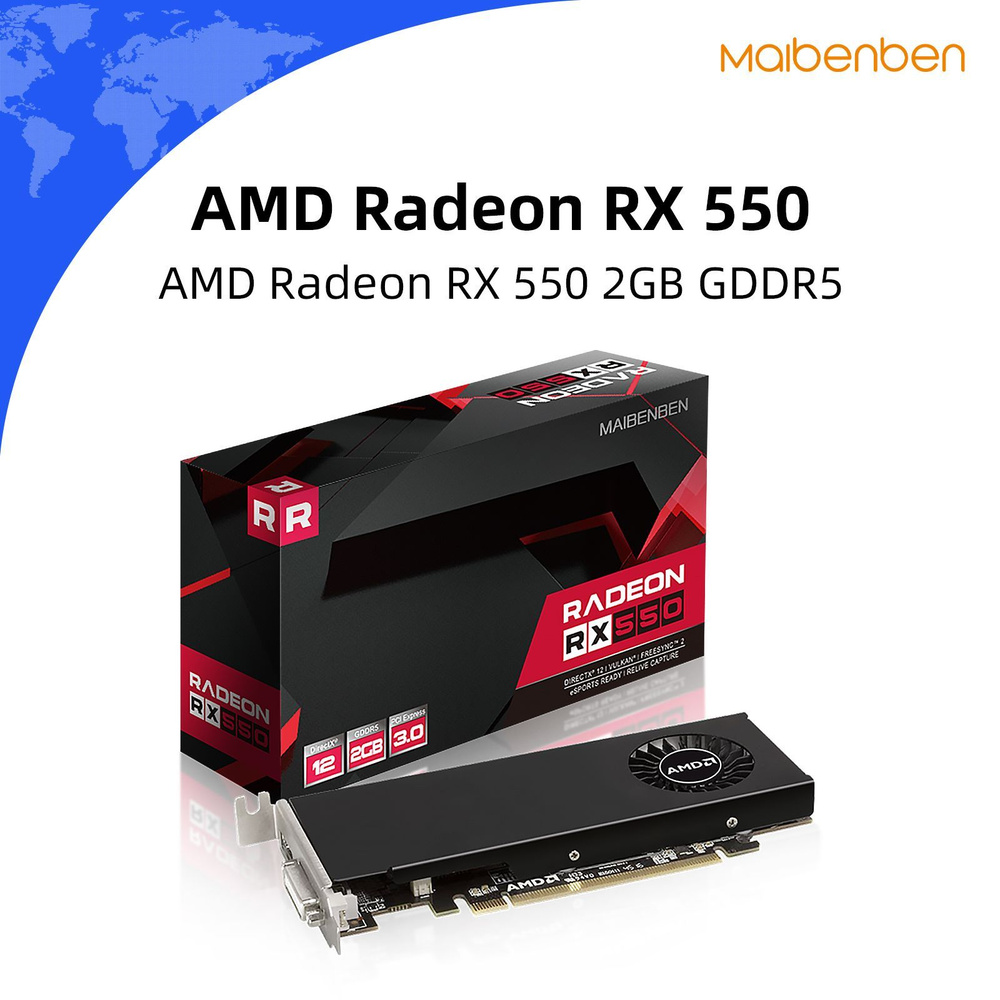MAIBENBEN Видеокарта Radeon RX 550 AMD Radeon RX550(2GB) идеокарта для пк 2 ГБ (RX550-2G)  #1