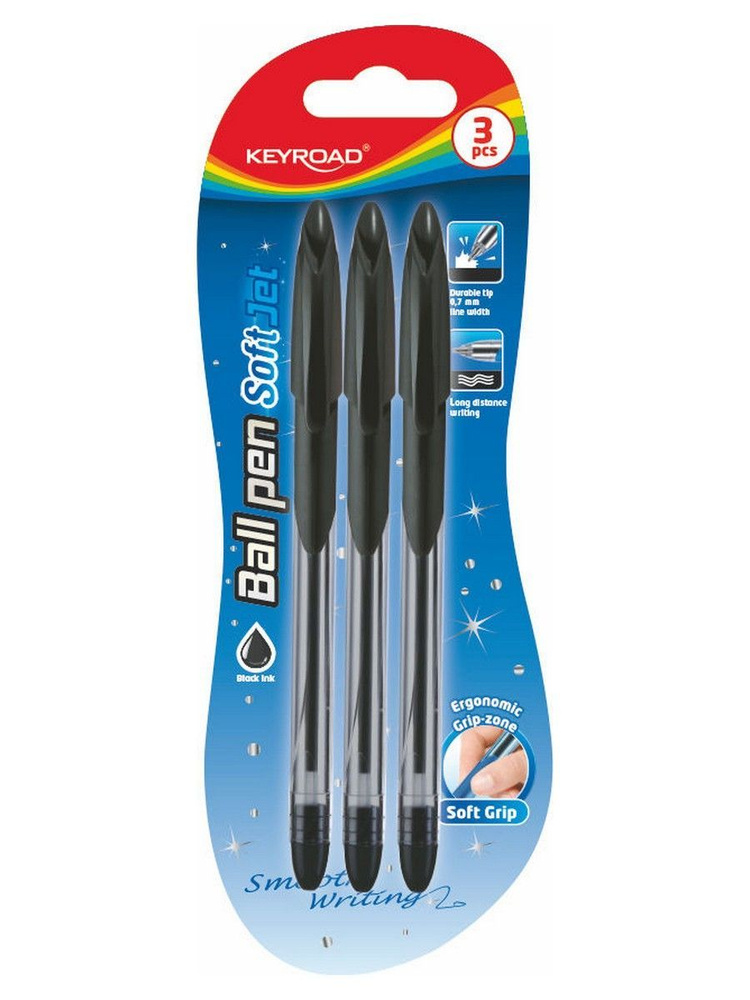 Keyroad Ручка Шариковая, толщина линии: 0.7 мм, цвет: Черный, 3 шт.  #1