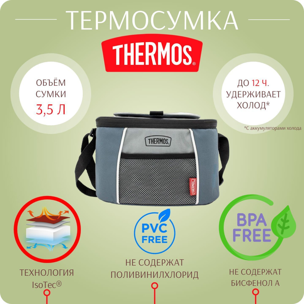 Термосумка THERMOS для ланч-бокса, сумка для обеда, путешествий, пикника E5 - 6 Can Cooler 3,5л  #1