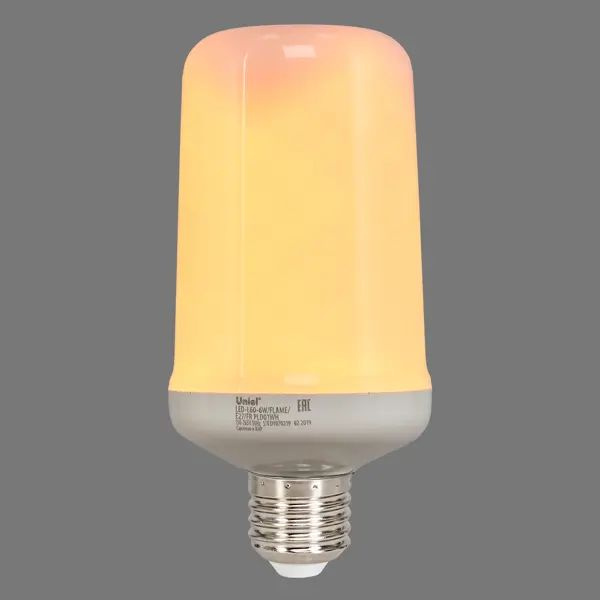 Лампа светодиодная Uniel E27 170-240 В 6 Вт цилиндр 300 лм с эффектом пламени, 3 режима свечения  #1