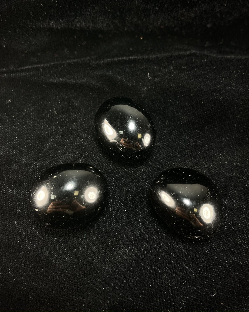 Оберег, амулет Черный Морион - 2-3 см, натуральный камень, самоцвет, галтовка, 3 шт - защищает от нечистой #1