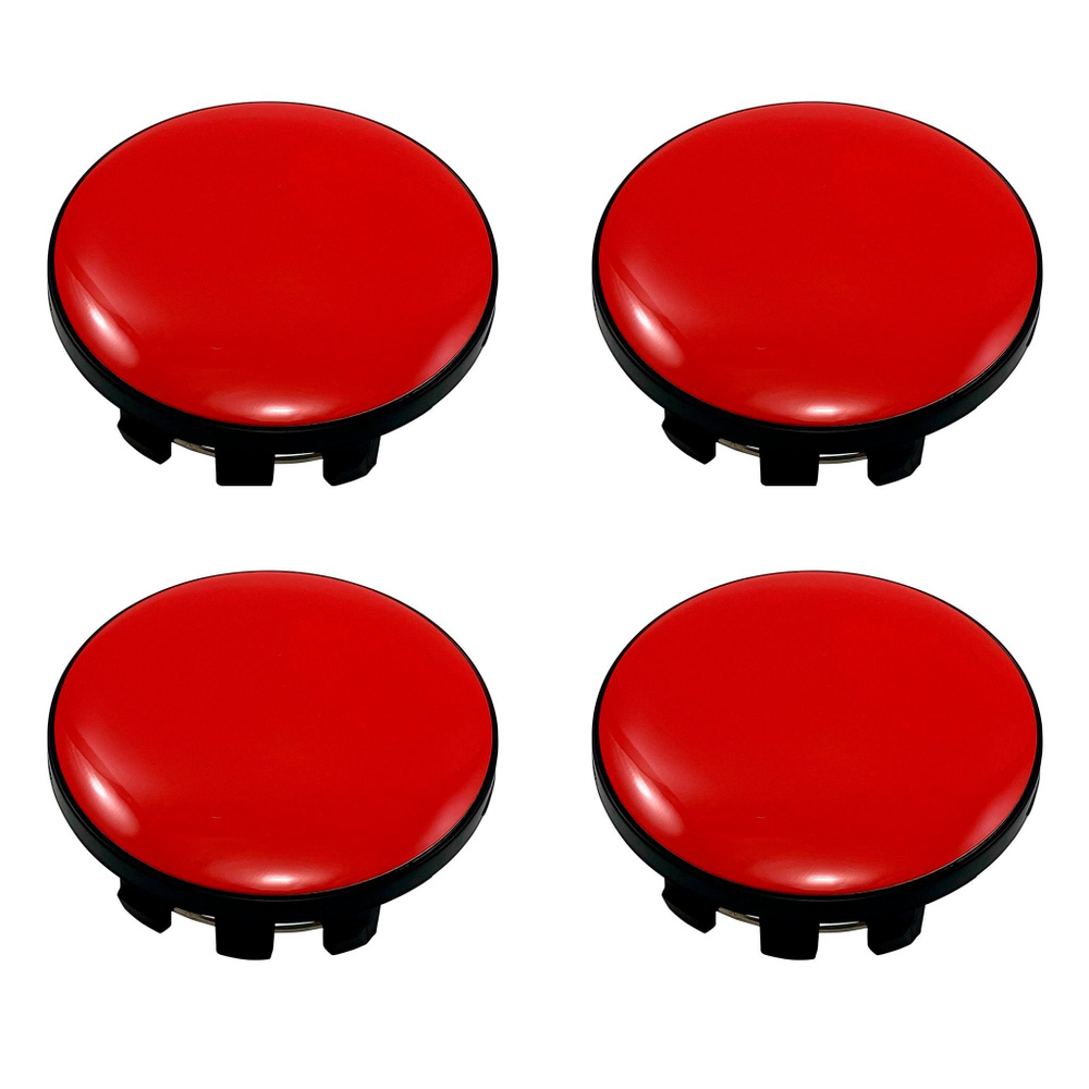 Колпачки на литые диски 59/55/12 мм -4 шт / Заглушки ступицы D-55 Replay черные с красным металлическим #1