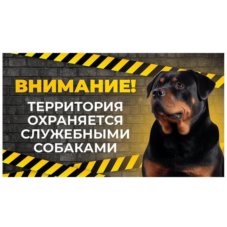 Табличка, с юмором, прикол, DANGER DOG, Территория охраняется служебными собакаими, 25x14 см  #1