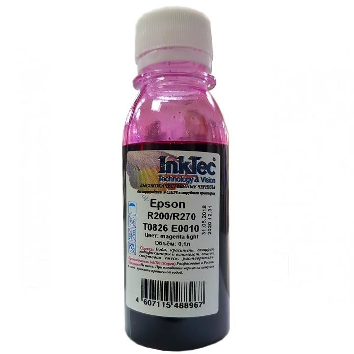 Чернила для Epson R200/R270/R290/T50/P50/L800, 0,1л, InkTec, magenta light. #1