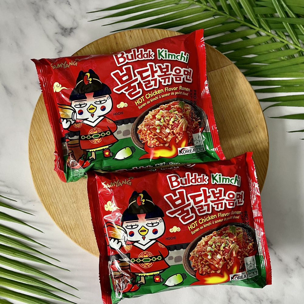 Корейская лапша быстрого приготовления SAMYANG Buldak со вкусом острой курицы и кимчи 2шт/Острая лапша/Hot #1