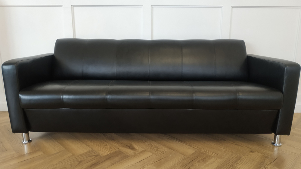 RONUM Прямой диван, механизм Нераскладной, 200х80х82 см,черный  #1