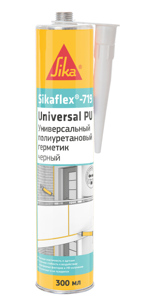 Полиуретановый эластичный универсальный герметик Sikaflex-719 Universal PU Construction 300 мл черный #1