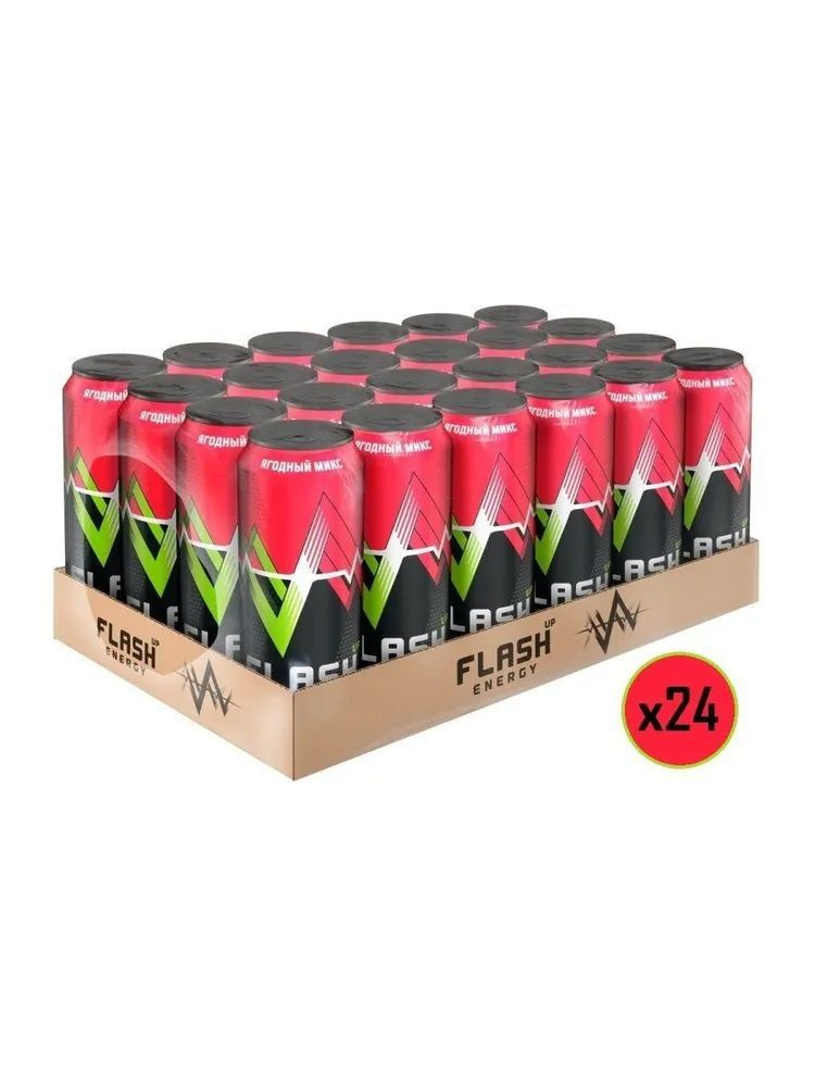 Flash Up Energy "Ягодный Микс", энергетический напиток Флэш Ап 0.45 л, банка  #1