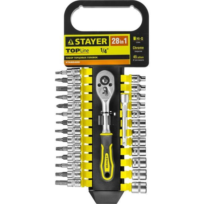 STAYER RSS 28S, 28 предм., (1/4"), набор торцовых головок и бит-головок (27754-H28)  #1