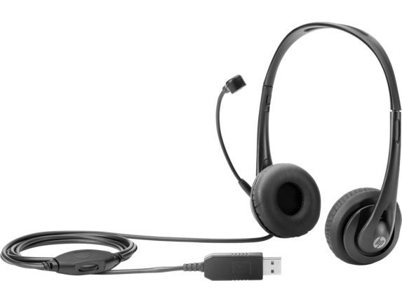 Гарнитура проводная HP Stereo USB Headset (T1A67AA), USB, чёрная #1