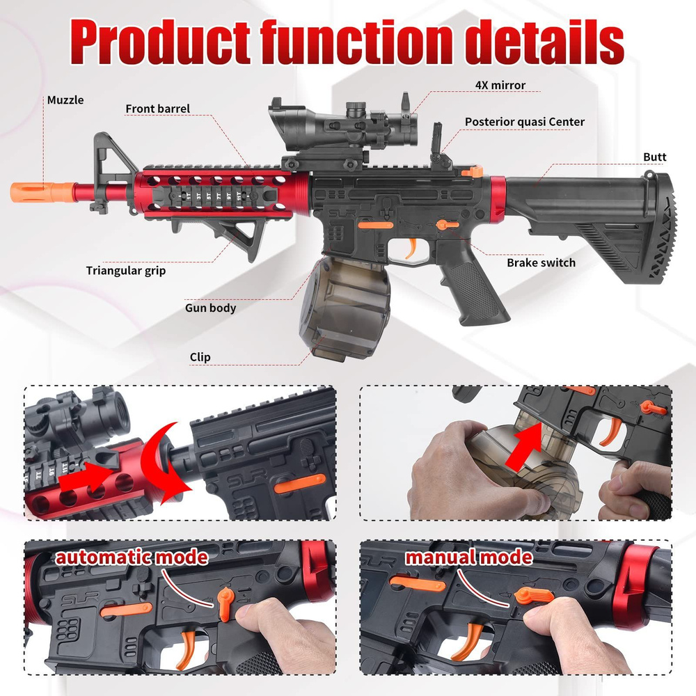 Игрушечный электрический автомат на орбизах М4A1 отличный подарок для детей  . Стреляет гидрогелиевыми шариками ORBEEZ