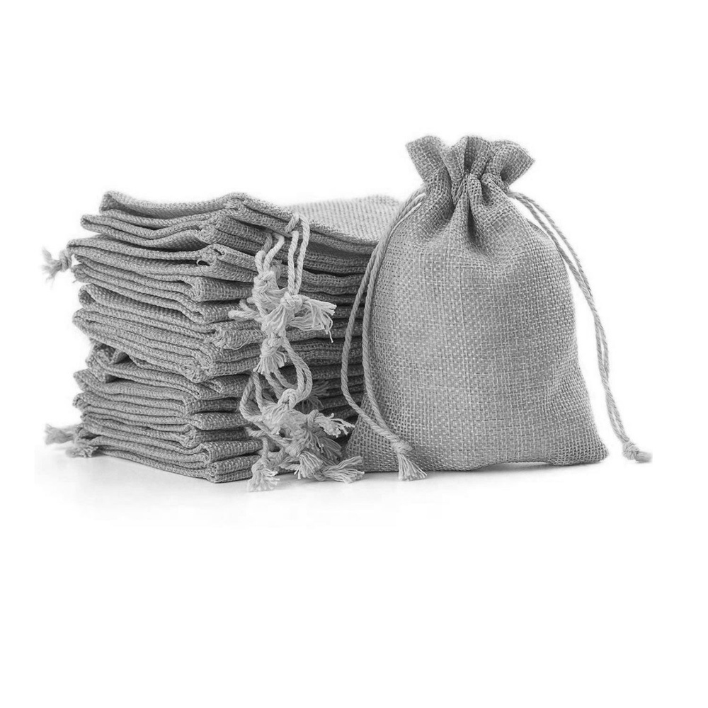 Льняные мешочки в наборе 5 штук, размер 15*20 см, серые, холщовые мешочки для хранения, для упаковки #1