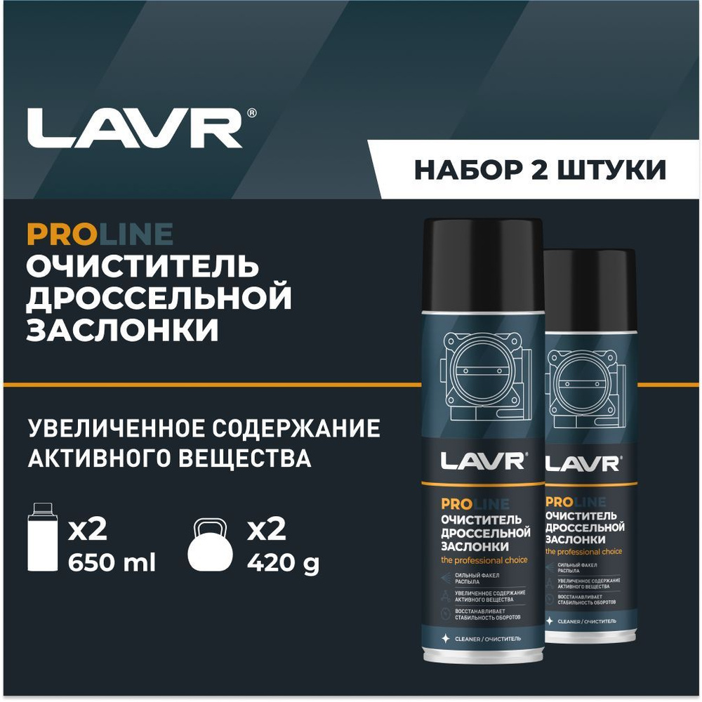 Очиститель дроссельной заслонки и карбюратора LAVR, 650 мл / Ln3519 - 2 шт.  #1