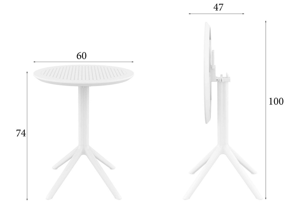 Складной круглый стол Sky Folding Table 60, цвет белый, Siesta #1