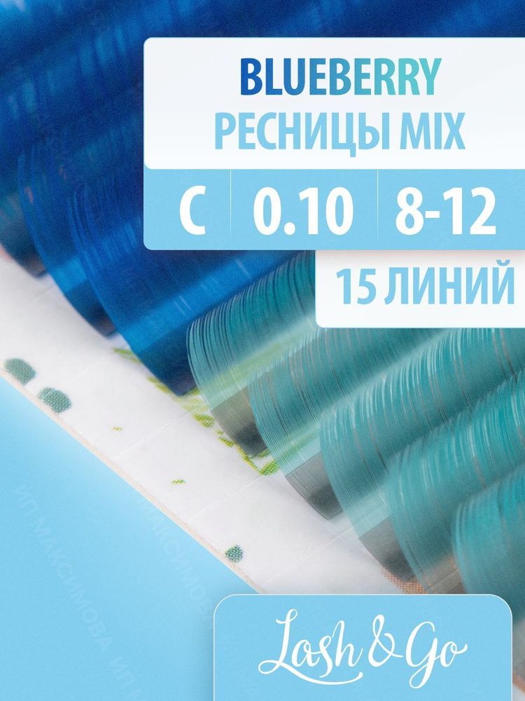 Lash&Go Цветные ресницы микс 0,10/C/8-12 мм "Blueberry" (15 линий) / Лэш энд Гоу  #1