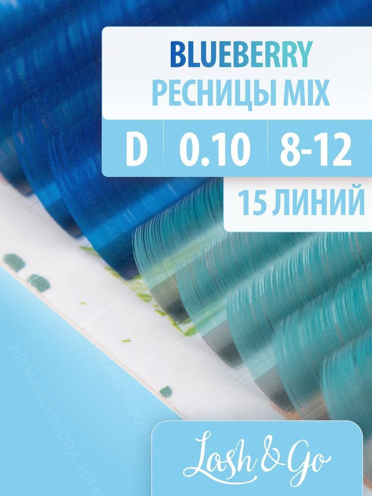 Lash&Go Цветные ресницы микс 0,10/D/8-12 мм "Blueberry" (15 линий) / Лэш энд Гоу  #1
