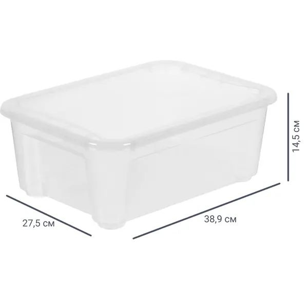 Ящик Кристалл 38.9x27.5x14.5 см 10 л пластик с крышкой цвет прозрачный  #1