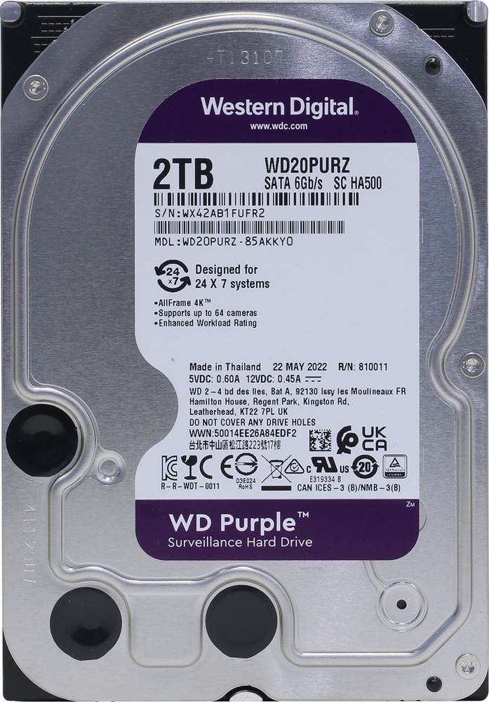 2 ТБ Внутренний жесткий диск Western Digital WD (WD20PURZ) - купить по ...