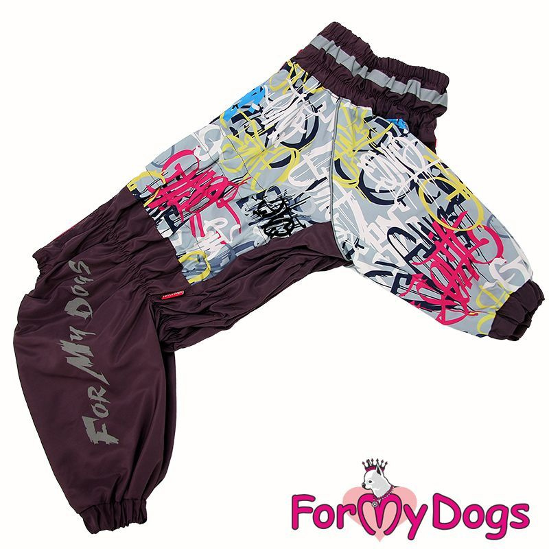 Дождевик для крупных пород ForMyDogs Граффити фиолетовый на девочек 633/3SS-2022 F, Размер C2  #1