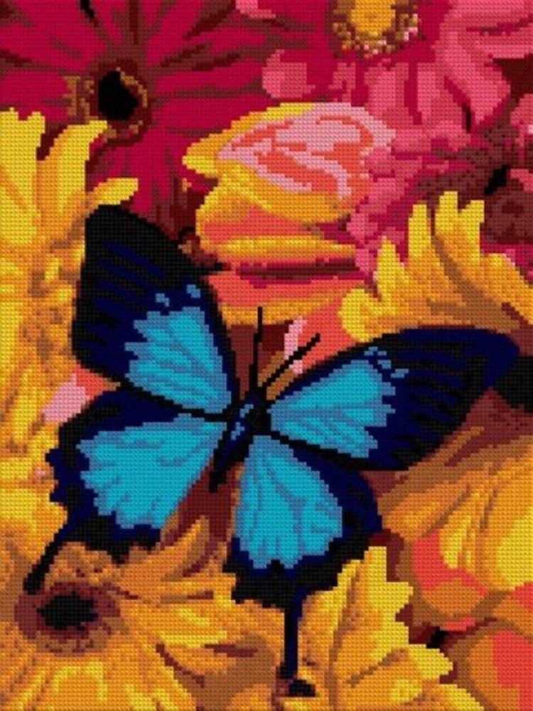 Алмазная мозаика 30 х 40 см Яркая бабочка (полное заполнение)  #1
