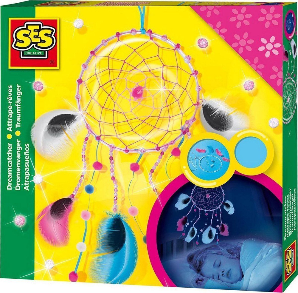 Набор для творчества "Ловец снов", кольцо, 28 разноцветных помпонов, нити, элементы для декора, 6 лет+, #1