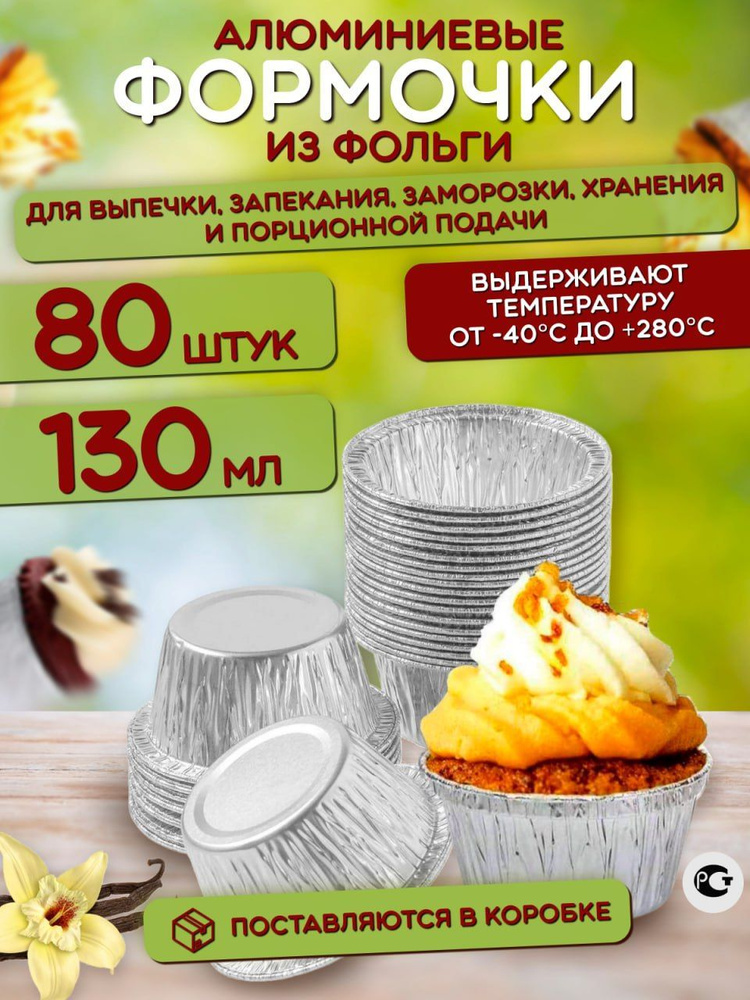 МОДА ИЗ КОМОДА Форма для выпечки, Круглая, 1 яч., 8.6 см x 5.5 см, 80 шт  #1