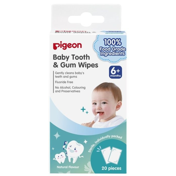 Салфетки для чистки молочных зубов Pigeon без аромата, Baby Tooth and Gum Wipes, 20 шт (78290)  #1