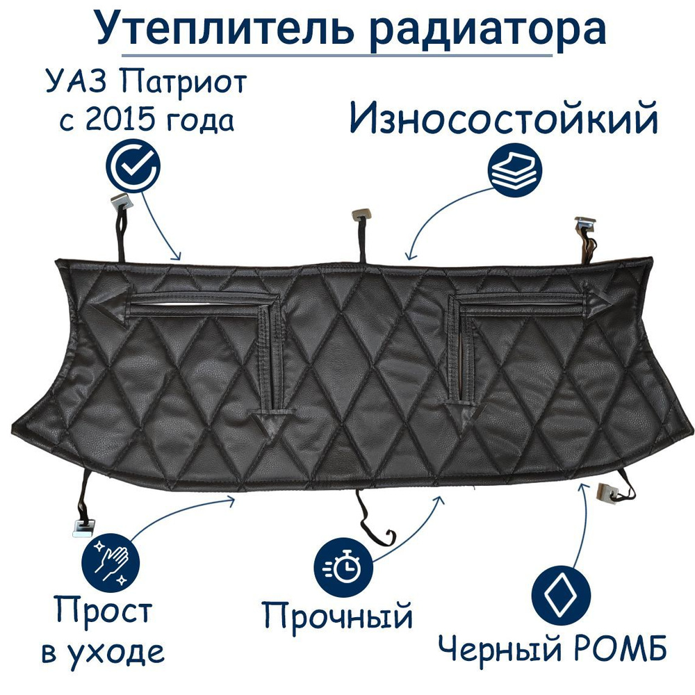 Утеплитель радиатора УАЗ Патриот с 2015 г. (РОМБ) (в/кожа,поролон,ватин)  #1