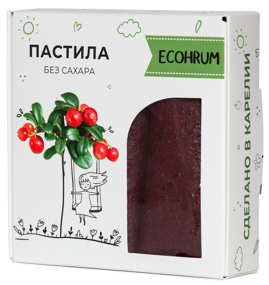 ECOHRUM Карельская пастила "Брусника", без сахара, 100% натуральный состав, в коробке, 1 упаковка, 40 #1