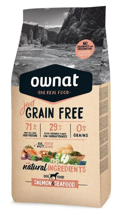 Ownat Grain Free Just Сухой корм беззерновой для собак, с лососем и морепродуктами, 3 кг  #1