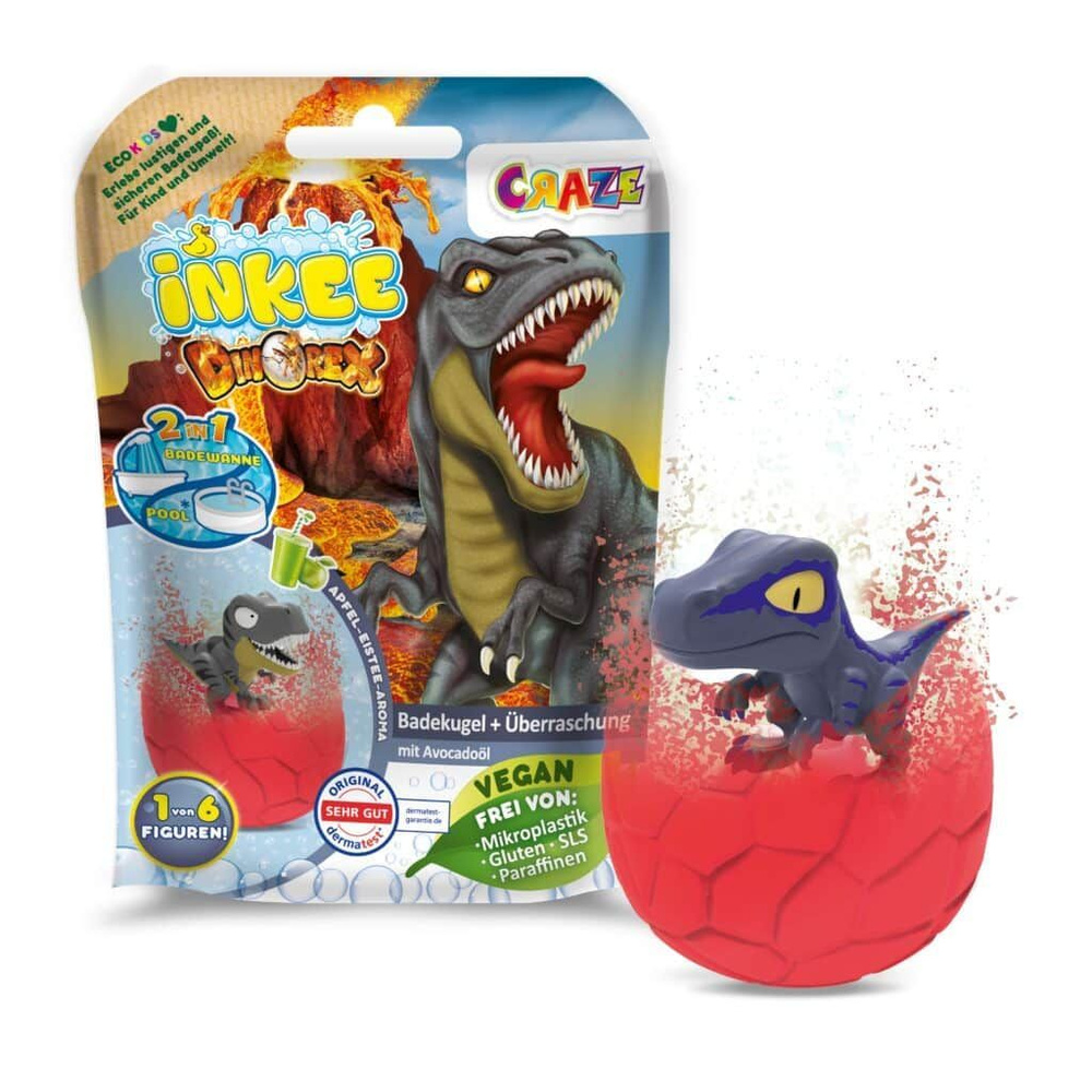 Бомбочка для ванны детская CRAZE с игрушкой-сюрпризом в форме динозавра, аромат холодный чай яблоко, #1