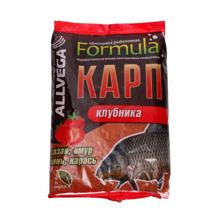 Прикормка Allvega Formula Carp Strawberry, карп клубника, 900 г #1