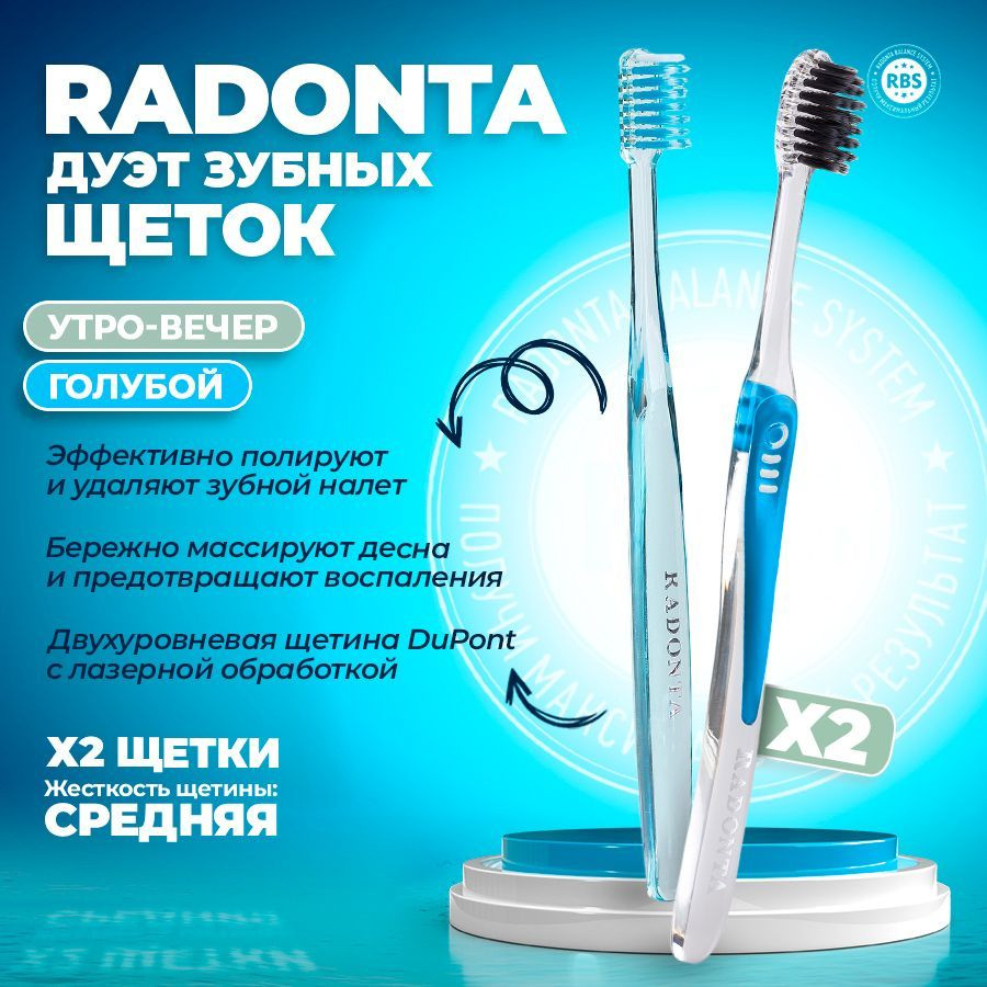 Зубные щетки Radonta средней жесткости, набор щеток 2 #1