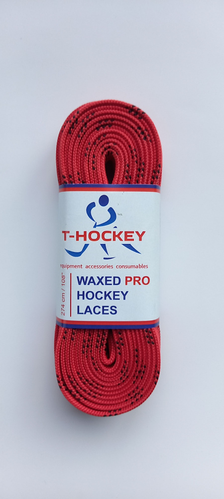 Шнурки для хоккейных коньков с пропиткой T-HOCKEY PRO 274 см красный  #1