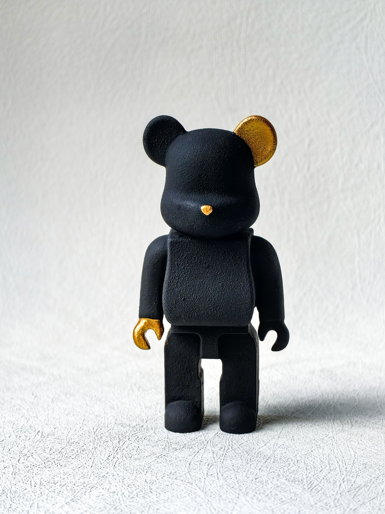 Фигурка интерьерная мишка Bearbrick Black&Gold (10 см) из гипса, ручная работа  #1