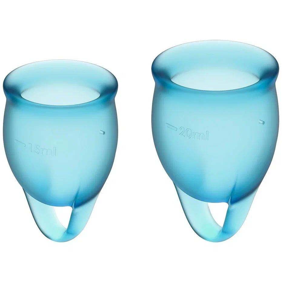 Набор менструальных чаш Satisfyer Feel confident Menstrual Cup Light Blue, светло-голубой, 2 шт.  #1