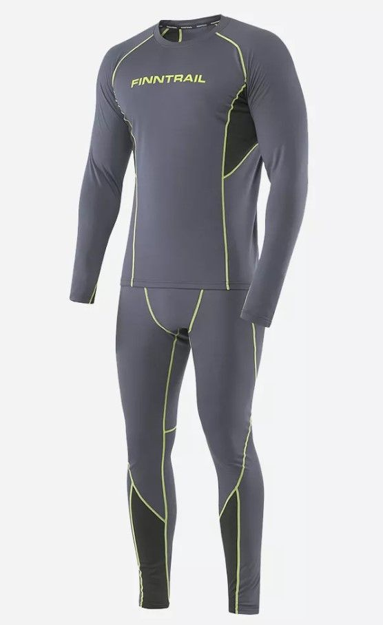 Термобельё мужское зимнее спортивное комплект штаны и рашгард Finntrail Thermo-S 6304 DarkGrey, размер #1