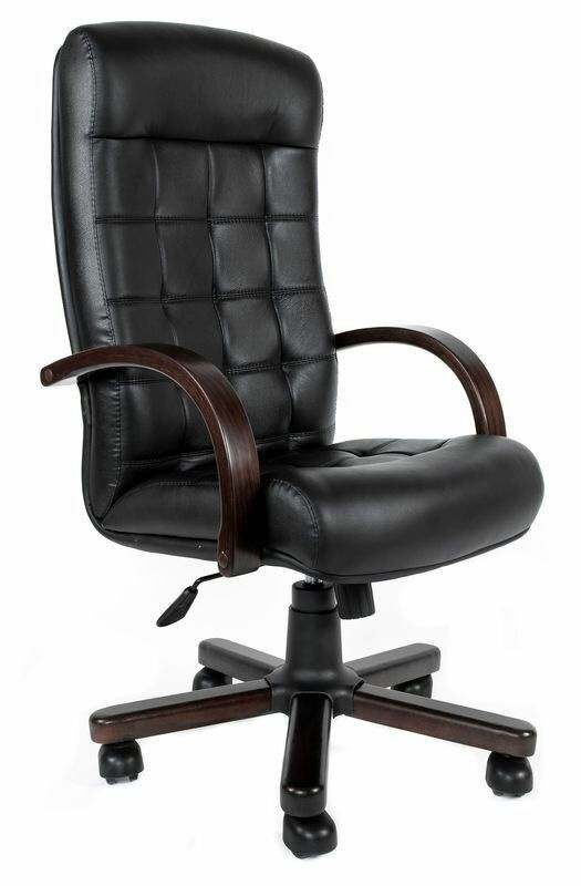 Компьютерное кресло Стиль EX офисное, обивка: натуральная кожа, цвет: черный  #1