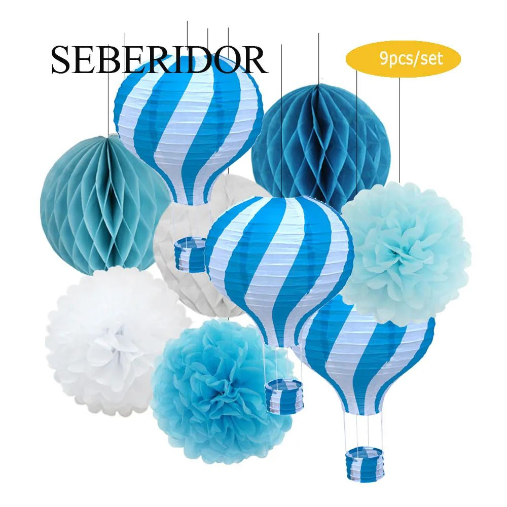 Подвесные воздушные шарики, бумажные помпоны для декора, набор  #1