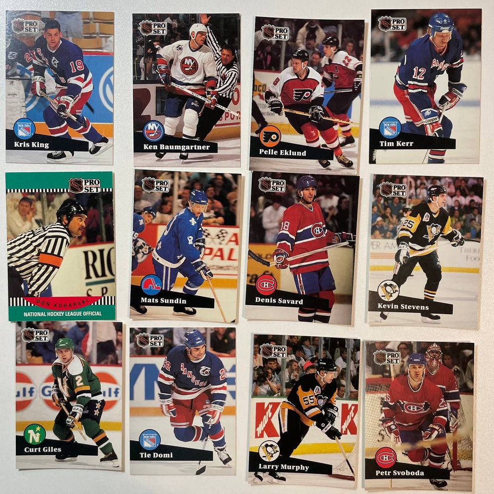 Коллекционные карточки НХЛ / Pro Set 1991 / 12 карт хоккей NHL (набор №1) -  купить с доставкой по выгодным ценам в интернет-магазине OZON (1271921441)