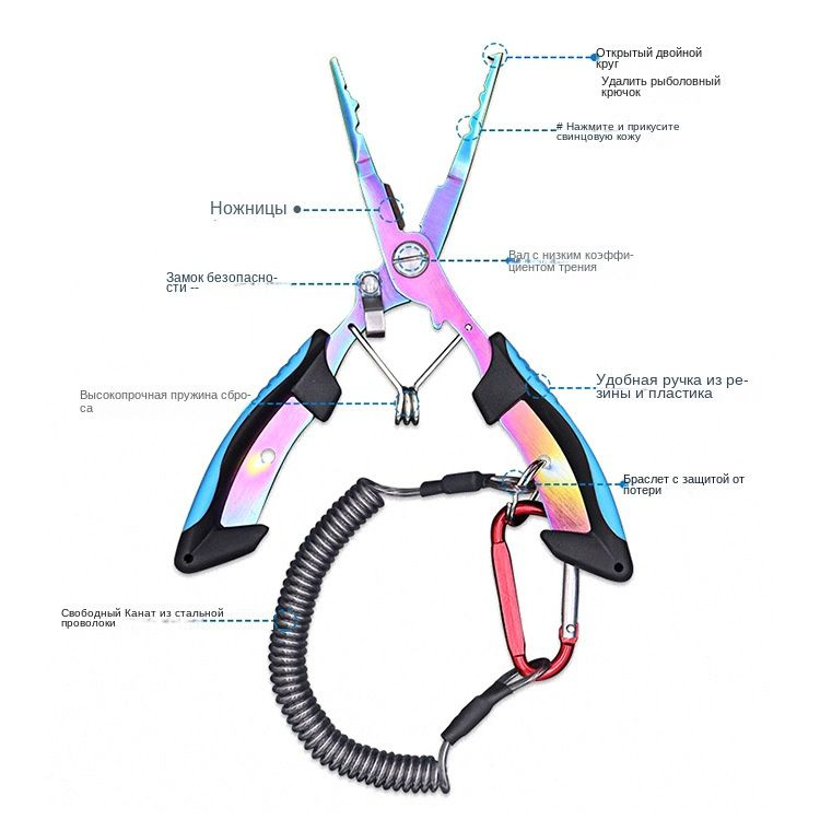 Ножницы рыболовные/ Плоскогубцы из нержавеющей стали с титановым покрытием/16,1*5,8 см  #1