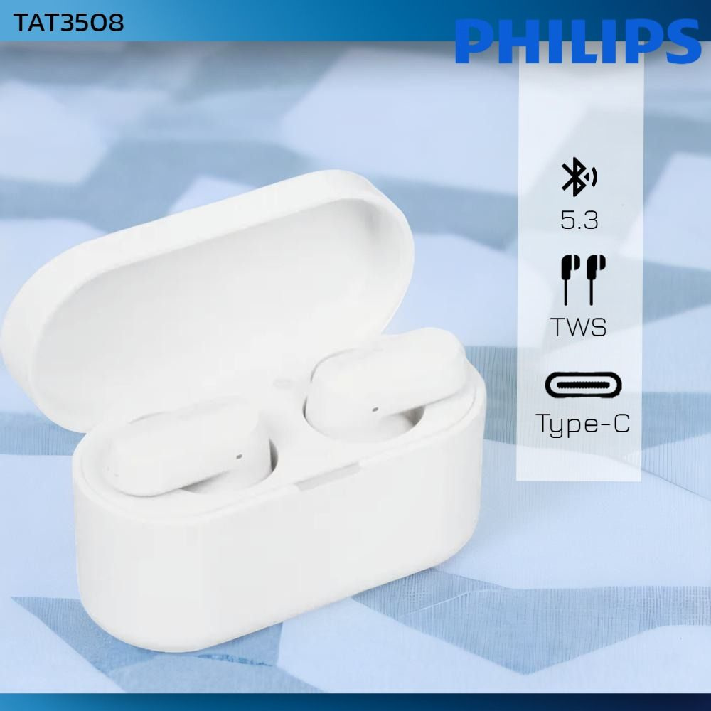 Наушники TWS Philips TAT3508WT белый, 2.0, внутриканальные, 20 Гц - 20000 Гц, 32, Bluetooth, 5.3  #1