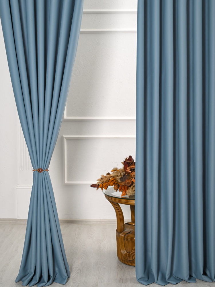 Айвори Комплект штор 270х300см, пыльно-голубой #1